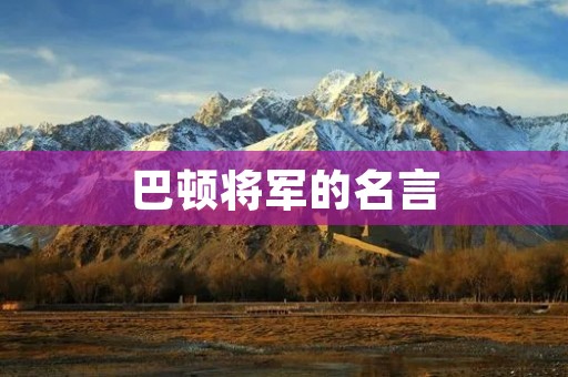 巴顿将军的名言