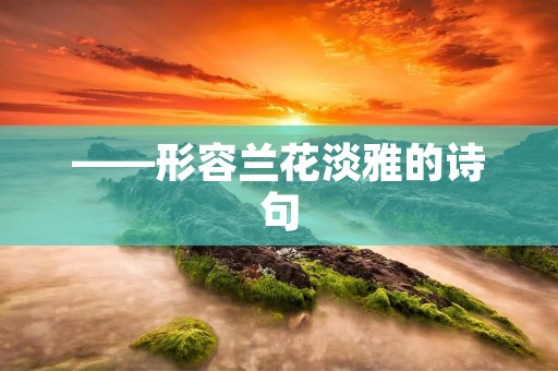——形容兰花淡雅的诗句
