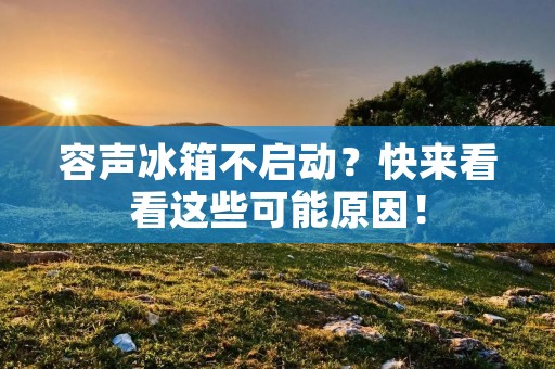 容声冰箱不启动？快来看看这些可能原因！