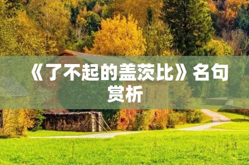 《了不起的盖茨比》名句赏析
