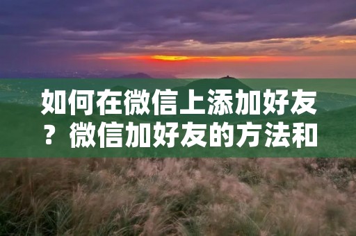 如何在微信上添加好友？微信加好友的方法和步骤详解