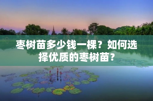 枣树苗多少钱一棵？如何选择优质的枣树苗？