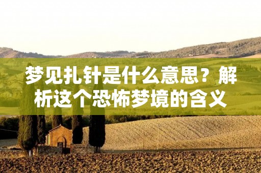 梦见扎针是什么意思？解析这个恐怖梦境的含义