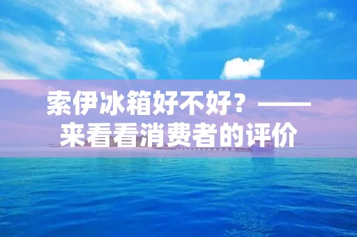 索伊冰箱好不好?——来看看消费者的评价