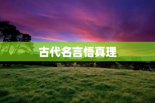 古代名言悟真理
