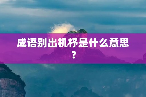 成语别出机杼是什么意思? 成语别出机杼是什么意思?