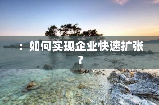 ：如何实现企业快速扩张？