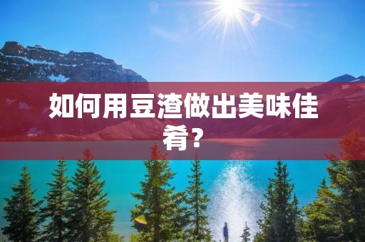如何用豆渣做出美味佳肴？