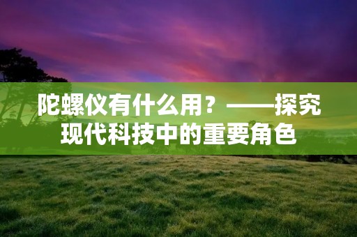 陀螺仪有什么用？——探究现代科技中的重要角色
