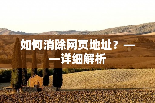 如何消除网页地址?——详细解析 如何消除网页地址?——详细解析