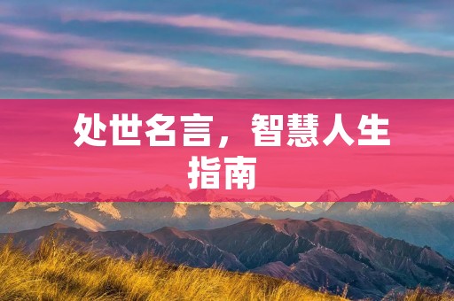 处世名言,智慧人生指南