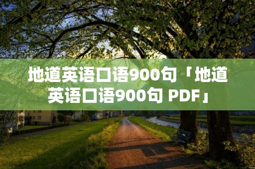 地道英语口语900句「地道英语口语900句 PDF」