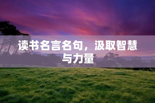 读书名言名句,汲取智慧与力量