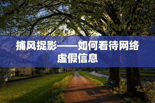 捕风捉影——如何看待网络虚假信息 捕风捉影——如何看待网络虚假信息