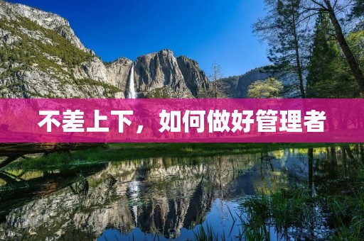 不差上下,如何做好管理者 不差上下,如何做好管理者