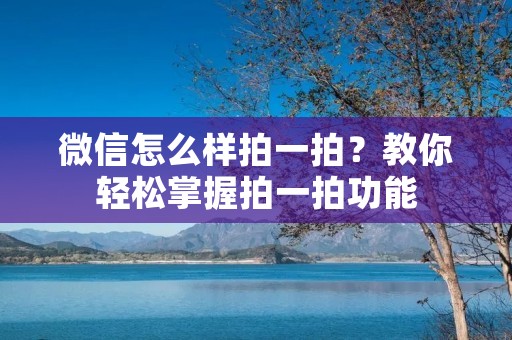 微信怎么样拍一拍?教你轻松掌握拍一拍功能 微信怎么样拍一拍?教你轻松掌握拍一拍功能