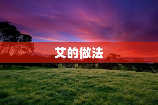 艾的做法：中医传统疗法的新突破