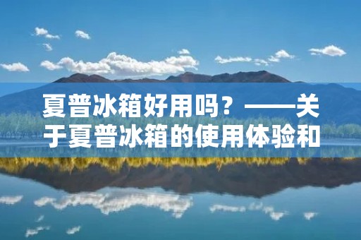 夏普冰箱好用吗?——关于夏普冰箱的使用体验和性能评价