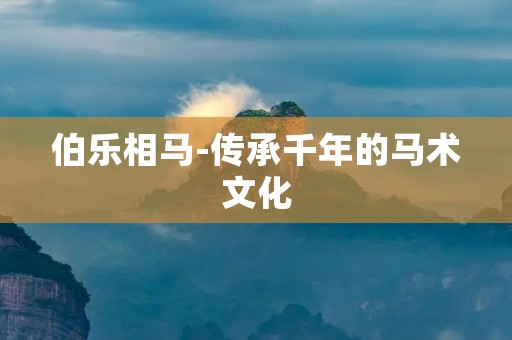 伯乐相马-传承千年的马术文化 伯乐相马-传承千年的马术文化