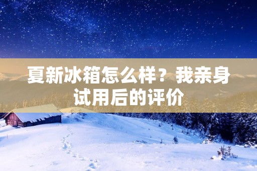 夏新冰箱怎么样?我亲身试用后的评价