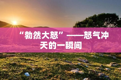 “勃然大怒”——怒气冲天的一瞬间 “勃然大怒”——怒气冲天的一瞬间