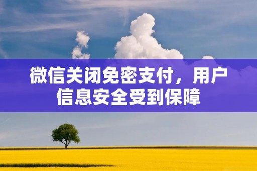 微信关闭免密支付，用户信息安全受到保障