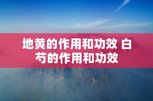 地黄的作用和功效 白芍的作用和功效