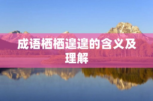 成语栖栖遑遑的含义及理解