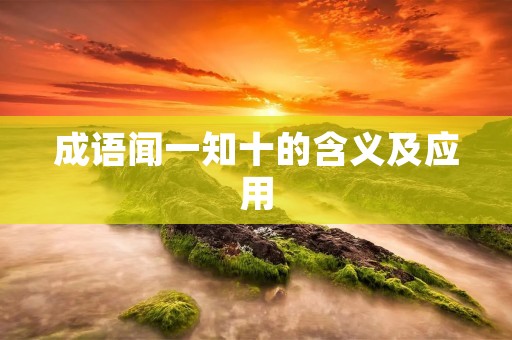 成语闻一知十的含义及应用