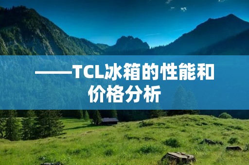 ——TCL冰箱的性能和价格分析