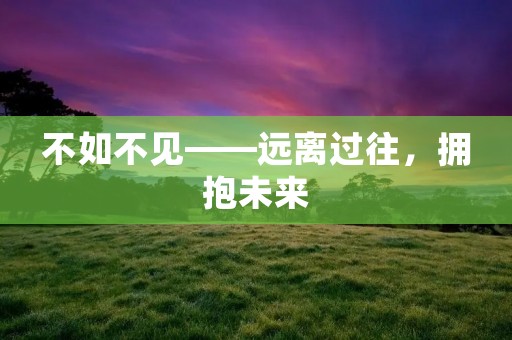 不如不见——远离过往，拥抱未来