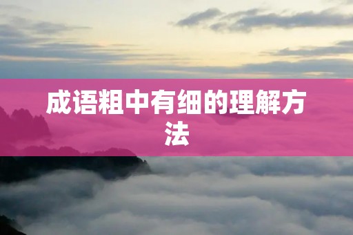 成语粗中有细的理解方法