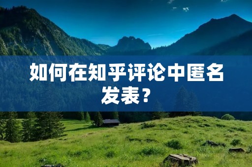 如何在知乎评论中匿名发表？