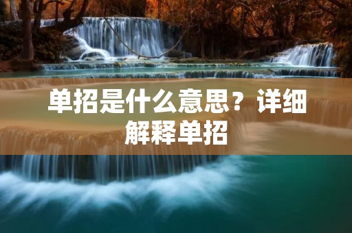 单招是什么意思?详细解释单招