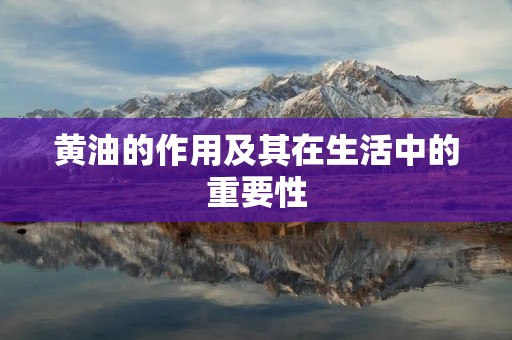 黄油的作用及其在生活中的重要性