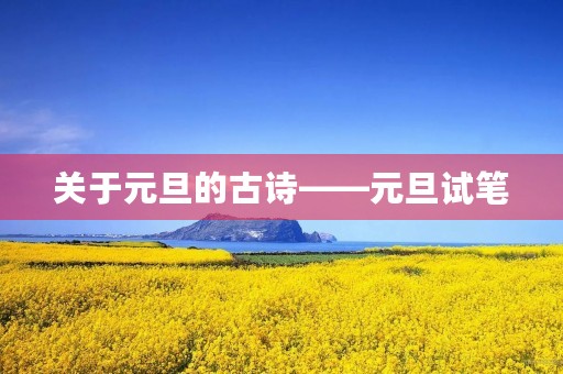 关于元旦的古诗——元旦试笔