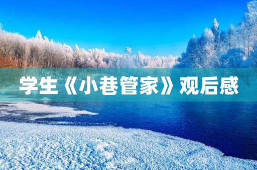 学生《小巷管家》观后感 学生《小巷管家》观后感