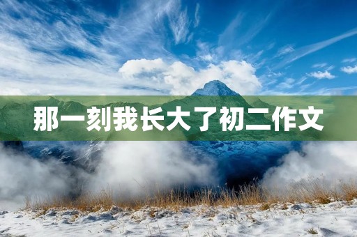 那一刻我长大了初二作文
