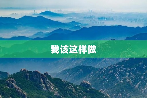 我该这样做 我该这样做