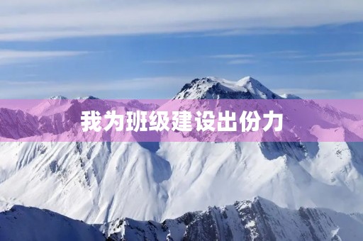 我为班级建设出份力 我为班级建设出份力