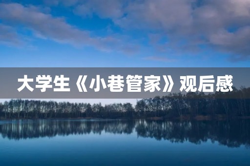 大学生《小巷管家》观后感