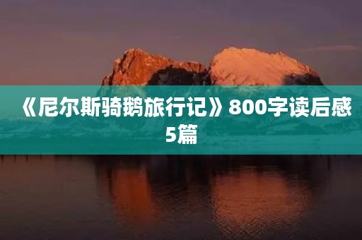 《尼尔斯骑鹅旅行记》800字读后感5篇 《尼尔斯骑鹅旅行记》800字读后感5篇