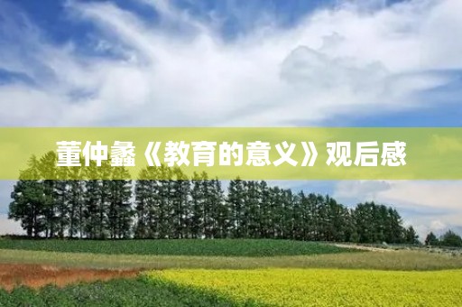 董仲蠡《教育的意义》观后感