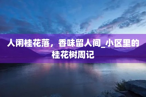 人闲桂花落,香味留人间_小区里的桂花树周记 人闲桂花落,香味留人间_小区里的桂花树周记