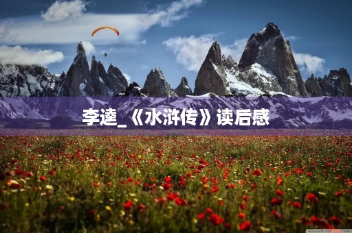 李逵_《水浒传》读后感 李逵_《水浒传》读后感