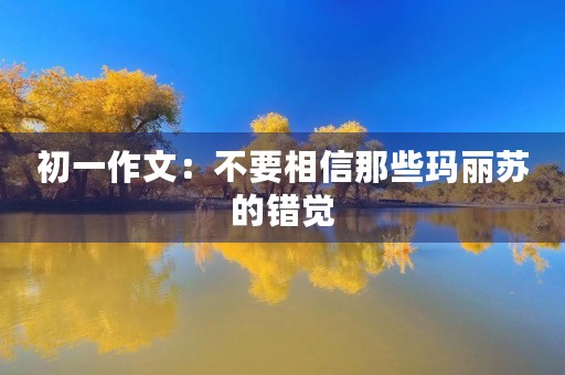 初一作文：不要相信那些玛丽苏的错觉