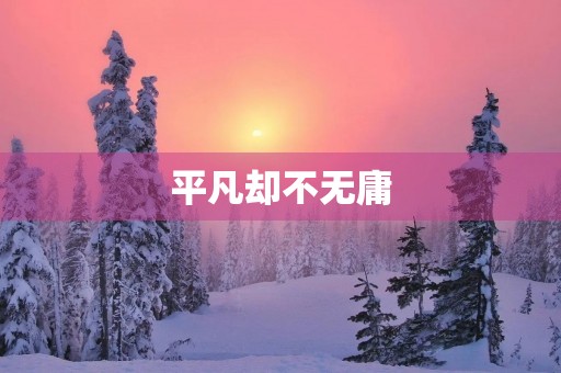 平凡却不无庸 平凡却不无庸