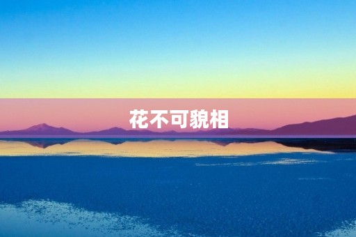 花不可貌相 花不可貌相