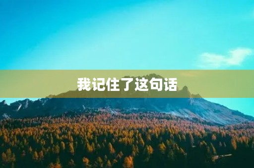 我记住了这句话 我记住了这句话