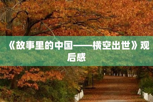 《故事里的中国——横空出世》观后感